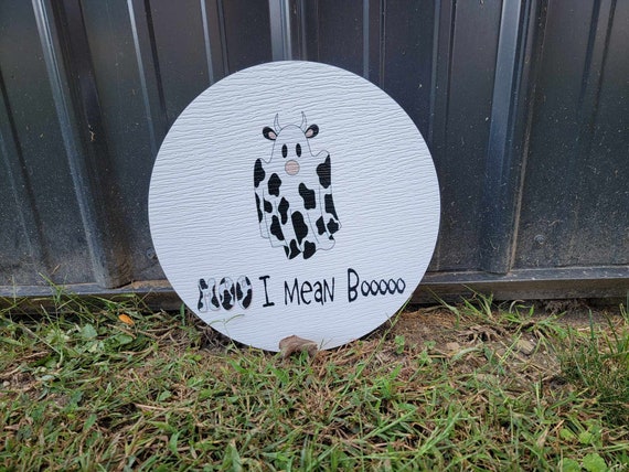 Boo Moo Ghost Cow Cow print Halloween Fall  Porch Pumpkin Autumn Gourd PVC Weatherproof Ultraviolet Ink Doorhanger Outdoor Use