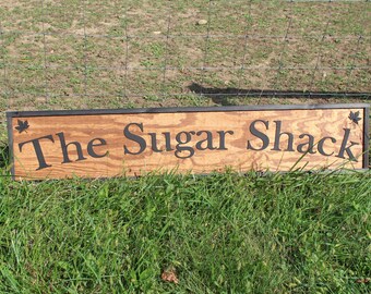 The Sugar Shack Maple Syrup Large Custom Ranch Sign Oversized Rustic Business Logo Wood Laser Cut Out 3D Extra Large Sign Footstepsinthepast