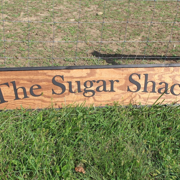 The Sugar Shack Maple Syrup Large Custom Ranch Sign Oversized Rustic Business Logo Wood Laser Cut Out 3D Extra Large Sign Footstepsinthepast