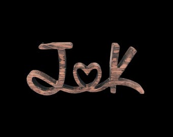 Custom Engraved Wooden Love Initials Sign – Personalized Couple Décor, Rustic Gift Shelf Sitter