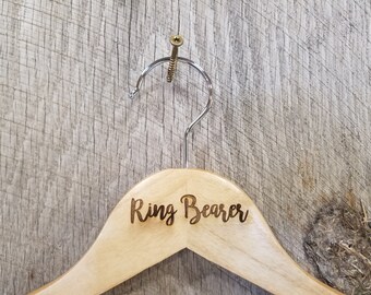 Ring Bearer Suit Clothes Hanger Bridal Party Engraved Hard Wood Coat Sturdy Wedding Bromellow Personalized