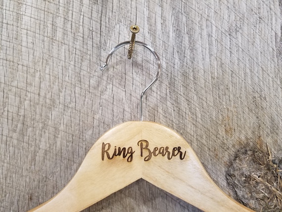 Ring Bearer Suit Clothes Hanger Bridal Party Engraved Hard Wood Coat Sturdy Wedding Bromellow Personalized