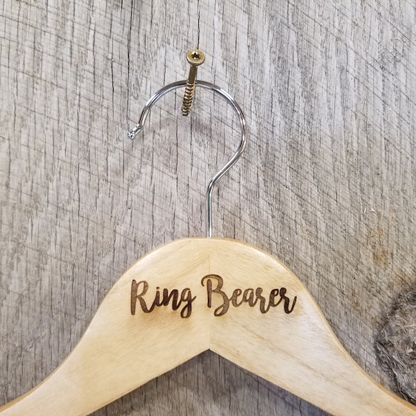 Ring Bearer Suit Clothes Hanger Bridal Party Engraved Hard Wood Coat Sturdy Wedding Bromellow Personalized