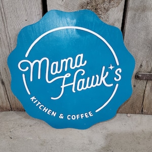 Large Bottle Cap Round Scalloped Mamas Kitchen Coffee Sign Business Sign Commercial Signage 3D Raised Text Your Logo XL Made to Order