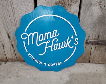 Large Bottle Cap Round Scalloped Mamas Kitchen Coffee Sign Business Sign Commercial Signage 3D Raised Text Your Logo XL Made to Order