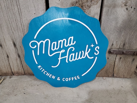 Large Bottle Cap Round Scalloped Mamas Kitchen Coffee Sign Business Sign Commercial Signage 3D Raised Text Your Logo XL Made to Order
