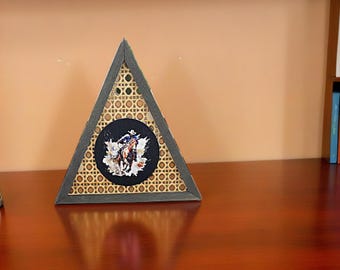 Cowboy Rattan Printed Country Cut out Bull Rider Roper Rodeo Triangle Handmade Framed 3D Handmade Art Decor Wooden Sign Raised Layered Sign