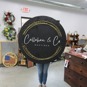 Boutique Custom Sign Gold Bubbles and Co. Round Business Commerical ...