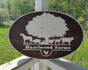 Business Sign, Oval, 3D, Large, Custom, Hobby Farm, Indoor, Outdoor, Your Logo,  Business Logo, Laser Cut, Wood, Sign, farmhouse wooden farm