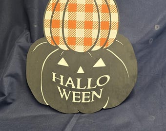 Stacked Black and Orange Pumpkins Halloween Sign for Decorative Display