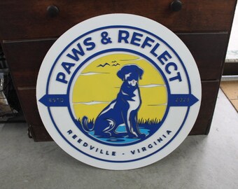 Labrador Dog Bird Dog Park Reflection Paws Lake Layered Sign Pet  Custom Sign Round Business Commerical Signage Logo Circle Wooden Handmade