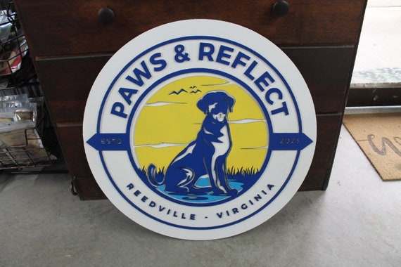 Labrador Dog Bird Dog Park Reflection Paws Lake Layered Sign Pet  Custom Sign Round Business Commerical Signage Logo Circle Wooden Handmade