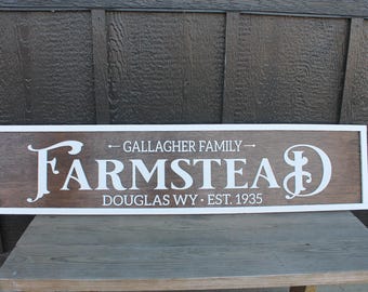 Large Family Sign 3D Large Custom Farmstead Sign Over-sized Rustic Wood Brown and White Country Western Ranch Your Name Established Custom