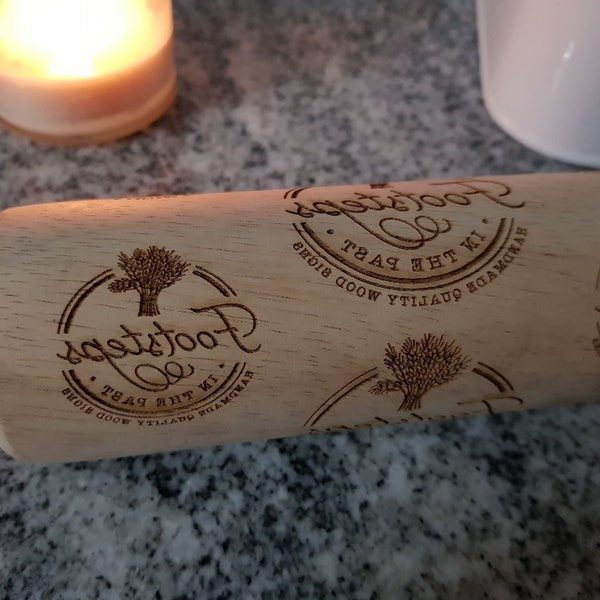 baker Logo. Your Actual Logo, Business Logo,  Rolling Pin, Embossed, Engraved, Wooden Rolling Pin, Cookie Stamp, Laser, pottery texture