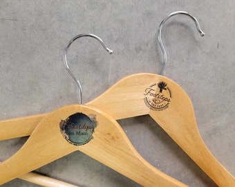 Custom Printed Clothes Hangers • Boutique Logo Hangers • Personalized Wooden Hangers for Shops, Weddings & Branding