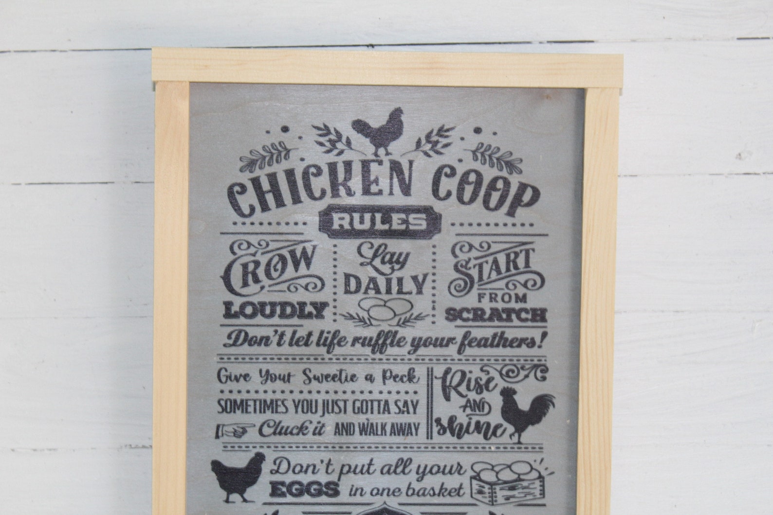 Chicken Coop Rules List Wood Sign Wall Hanging Simply Work Etsy