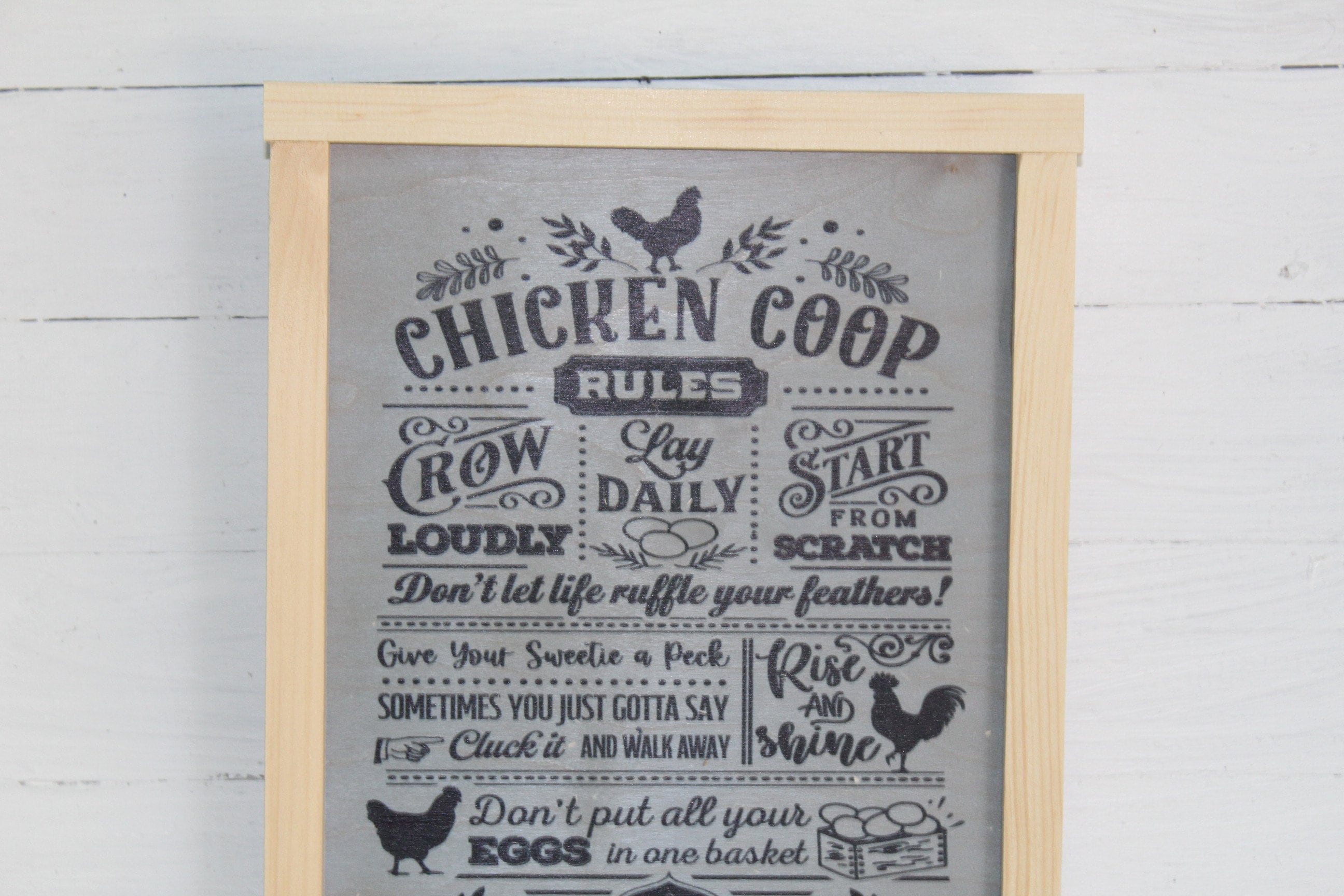 Chicken Coop Rules List Wood Sign Wall Hanging Simply Work Hard