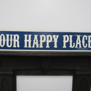 Large Custom Distressed Sign Our Happy Place Oversized Rustic Business Logo Bar Barn Country Wood 3D Extra Large Sign Footstepsinthepast