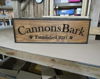 Large Custom Ranch Sign Paw Print Over-sized Rustic Business Logo Company Name Established Wood Laser Cut Out 3D Extra Large  Handmade