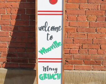 Welcome to Whoville Sign Grinch Christmas Porch Decor Funny Merry Grinchmas Holiday Sign | Dr. Seuss Inspired Xmas Decoration