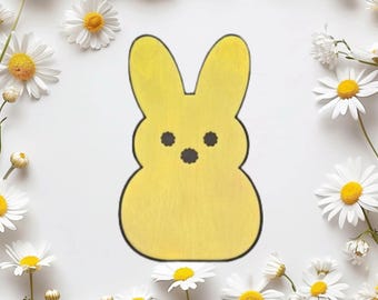 Yellow Bunny Wood Sign • 3D Laser Cut Farmhouse Décor • Kids’ Room Bunny Art • Easter Gift