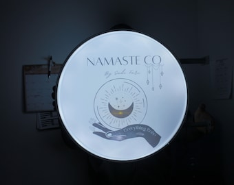 Custom LED Light Sign: Boho Namaste Logo, Wall or Ceiling Mount