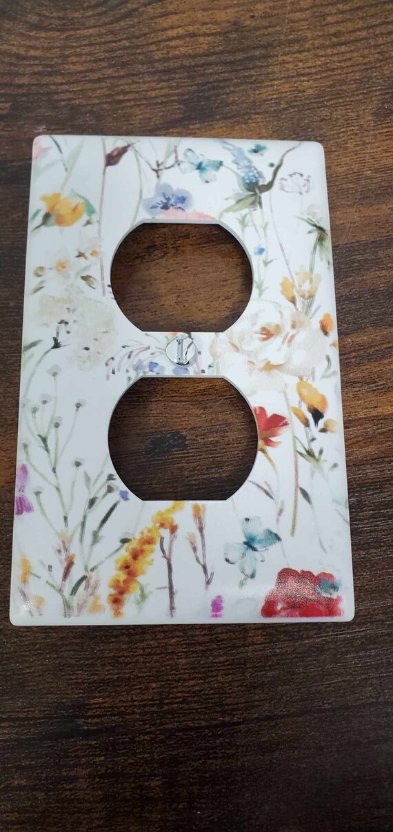 Floral Flowers Botany Spring Printed in Color Light Switch Cover Plate Durable Baby Room Kids Room Decorative Decor
