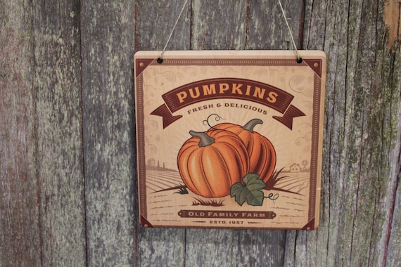 Pumpkin Farm Wood Sign Fall Harvest Wall Decor Autumn Wall Hanging Wooden Family Farm Established Rustic Country