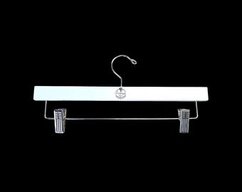 Custom Engraved White Wood Hanger with Clips – Personalized Logo – Modern Closet Decor & Gift Idea