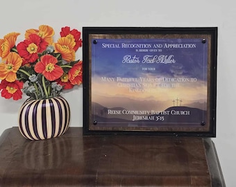 Plaque Thank you Service Retirement Printed Acrylic Wood Gift Recognition Appreciation Sign Pastor Minister Church Custom Personalized Frame