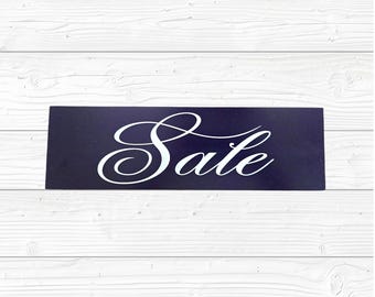 Sale Printed Script Sign – Weatherproof PVC – Elegant Black and White Business Display