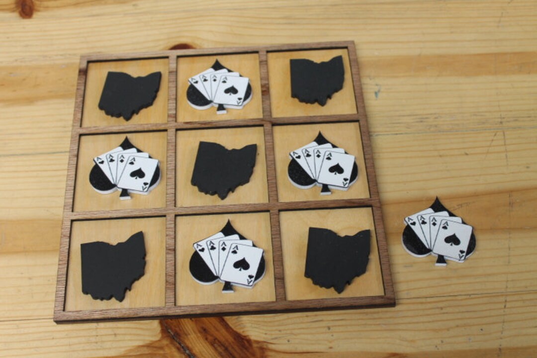 Amanda Clearcreek Acers Aces Ohio School Spades Handmade Tic Tac Toe Stained Game Wooden