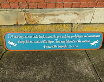House of Dragonfly Custom Welcome Cute Saying Come Sit at Our Table Good Friends Share Laughs Personalized Home Sign 3d Letters Wooden Sign