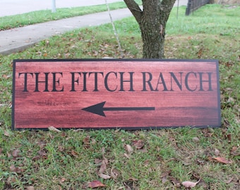 Custom Farm Ranch Arrow Family Outdoors Signage Personalized Rectangle Smooth Printed Weatherproof Waterproof Durable Sustainable PVC