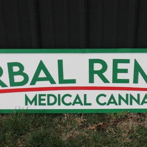 Medical Remedies Cannabis Dispensary Sign Wooden Handmade 3D Business Commerical Signage Herbal Layered Sign Single or Double sided image 3