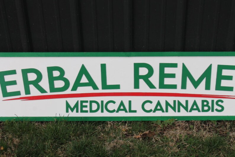 Medical Remedies Cannabis Dispensary Sign Wooden Handmade 3D Business Commerical Signage Herbal Layered Sign Single or Double sided image 3