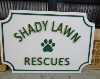 Custom Wooden Sign Animal Rescue Entrance Commerical Signage Paw Print Your Logo Business Name Personalized Raised 3D Letters Handmade