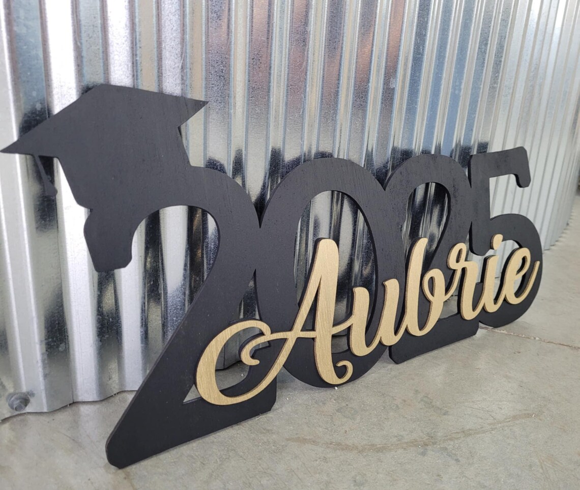 Grad Name Sign Custom Year Graduate Name Wood Sign: Personalized 3D Raised Letter Sign ...