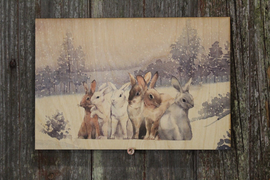 日本　Vintage　Snow　Bunny　Forest　Rustic　Scenery　Rabbit　Winter　Hare　Etsy