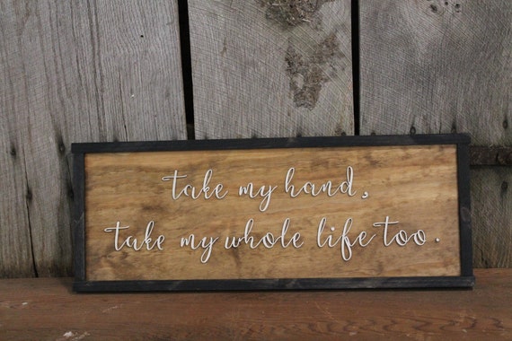 Take My Hand Sign Raised Text Wood Lord Song Lyrics Elvis Presley 3D Extra Large Framed Wood Sign Rustic Primitive Country Text Script