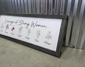 Custom Personalized Family Flower Bouquet Gift Sign UV Text Made To Order Indoor Outdoor Signage  Strong Women Mom Aunt Grandma