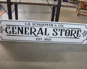 Rustic Customized General Store Personalized 3D Raised and Printed Distressed Vintage Style Co