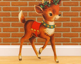 Vintage Reindeer Christmas Decor – Retro Holiday Yard Sign, Festive Wall Art, Merry Christmas Porch Display