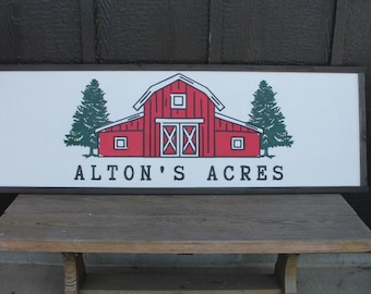 Custom Logo Sign Barn Acres Commerical Business Driveway sign 3D Red Personalized layered sign Hanging