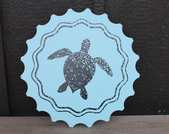 Sea Turtle Beach Decor: Coastal Nautical PVC Sign