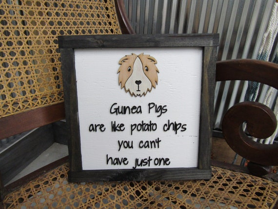 Guinea Pig Pet Owner Small Animals Cute Like Potato Chips Cant Have Just One Animal Lover Handmade Decor Wall Hanging Sign Wooden 3D Signage