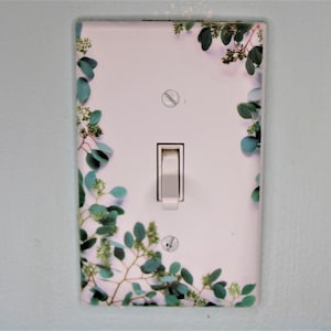 vining houseplants greenery eucalyptus plants light switch plate cover printed durable green decor unique custom piece