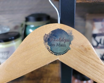 Clothing Boutique Hangers Custom Clothes Tshirt Shop Watercolor Printed Hard Wood Use Your Logo Color Ink Customization Logo Personalized