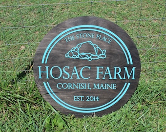 Extra Large Round Farm Sign Ranch Business Sign Raised Text Commercial Entrance Sign Custom Your Logo Established Outdoor 3D Black Teal