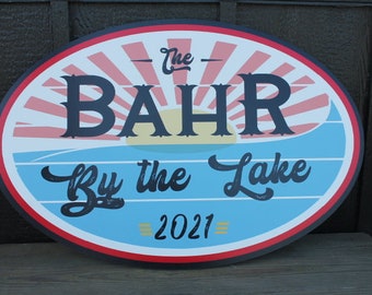 Lake Sign Sunshine Custom Oval Weatherproof Sign PVC plastic smooth Personalized Sport House Welcome Great for hanging or wall mounted